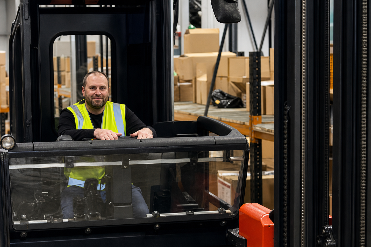 Semi-experienced operator on a reach truck in Birmingham